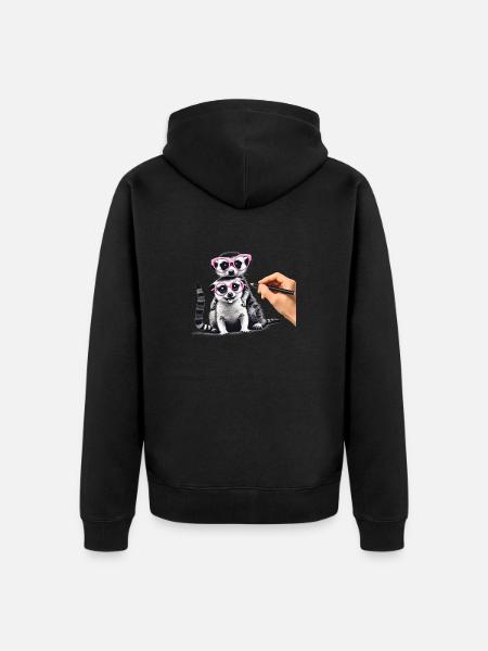 Erdmännchen - Unisex Premium Bio Zip Hoodie - Schwarz