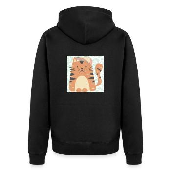 Happy kitten. - Unisex Premium Organic Zip Hoodie - black - Back - Nico (187cm)