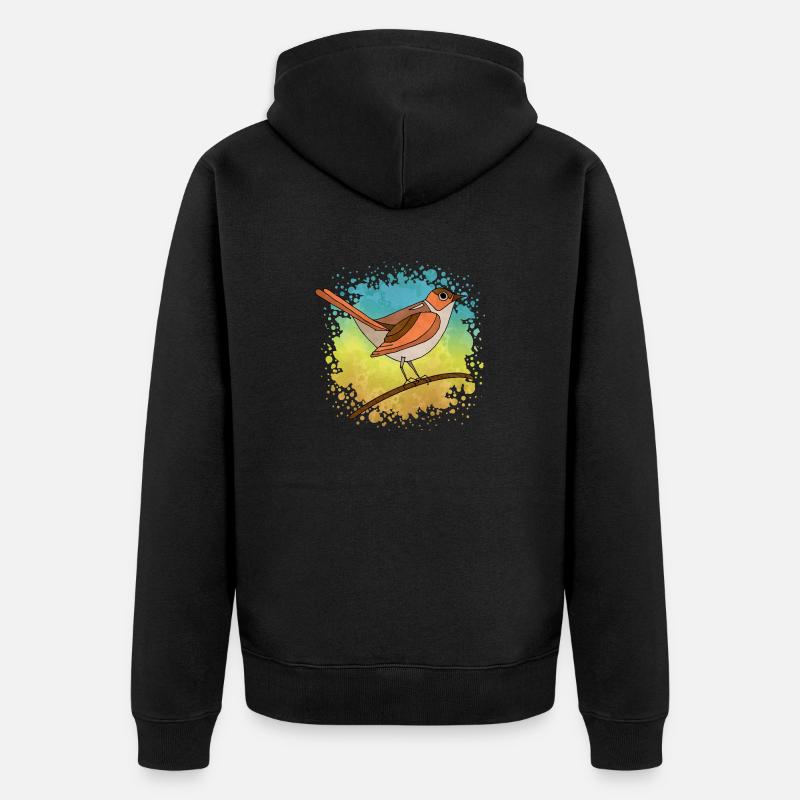 Bunter Vogel - Unisex Premium Bio Zip Hoodie - Schwarz