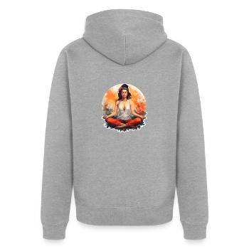 Méditation moderne - Veste à capuche bio Premium Unisexe - gris chiné - Dos - Nico (187cm)