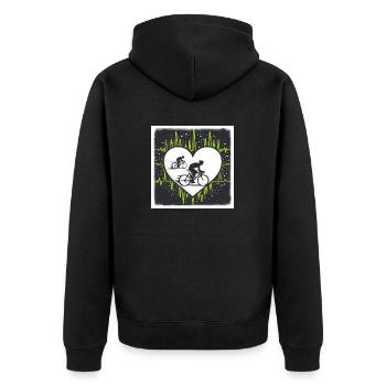 Liebe zum Fahrrad - Unisex Premium Bio Zip Hoodie - Schwarz - Hinten - Nico (187cm)