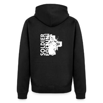 Soldat, Fortune, Militaire, Armée, Guerre, Cool, Marine, Combat - Veste à capuche bio Premium Unisexe - noir - Dos - Nico (187cm)