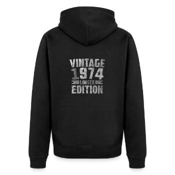 Millésime 1974 Édition Limitée - Veste à capuche bio Premium Unisexe - noir - Dos - Nico (187cm)