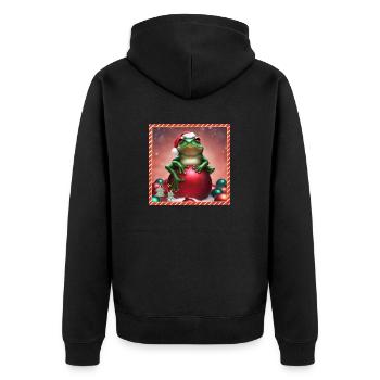 Frosch mit Weihnachtskugel 3 - Unisex Premium Bio Zip Hoodie - Schwarz - Hinten - Nico (187cm)