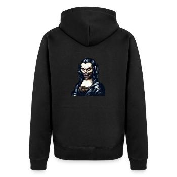 Mona Lisa goes Vamp - Unisex Premium Bio Zip Hoodie - Schwarz - Hinten - Nico (187cm)