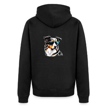 Australischer Schäferhund Hund Hundewelpe Hunde - Unisex Premium Bio Zip Hoodie - Schwarz - Hinten - Nico (187cm)