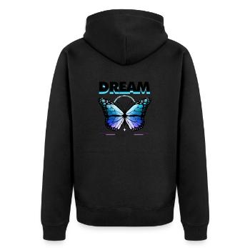 Bunte Schmetterlingsblumen Bunte Insektentraum - Unisex Premium Bio Zip Hoodie - Schwarz - Hinten - Nico (187cm)
