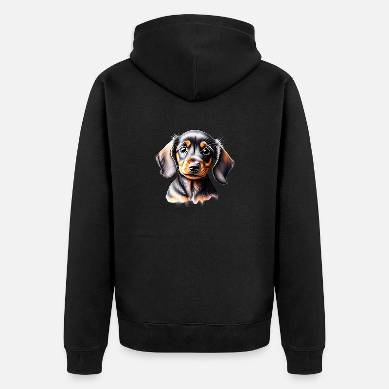 Teckel Chien Teckel Chiot Chien Propriétaire Chiens - Veste à capuche bio Premium Unisexe - noir
