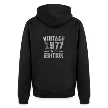 Millésime 1977 Édition Limitée - Veste à capuche bio Premium Unisexe - noir - Dos - Nico (187cm)