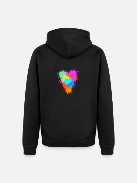 Buntes Herz - Unisex Premium Bio Zip Hoodie - Schwarz