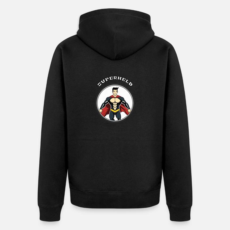 Superheld - Unisex Premium Bio Zip Hoodie - Schwarz