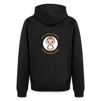 Ich drücke - Unisex Premium Bio Zip Hoodie - Schwarz - Hinten - Nico (187cm)