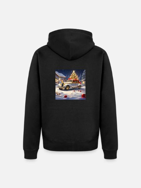 OLDTIMER IM SCHNEE ZU WEIHNACHTEN - Unisex Premium Bio Zip Hoodie - Schwarz