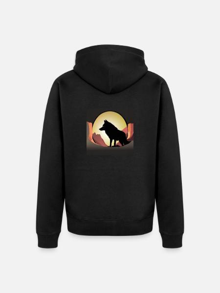Wolflogo - Unisex Premium Bio Zip Hoodie - Schwarz