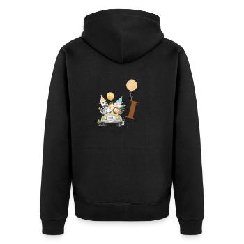 Buchstabe J Safari - Unisex Premium Bio Zip Hoodie - Schwarz - Hinten - Nico (187cm)