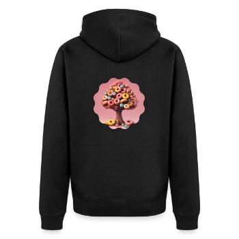 Donut Baum - Unisex Premium Bio Zip Hoodie - Schwarz - Hinten - Nico (187cm)