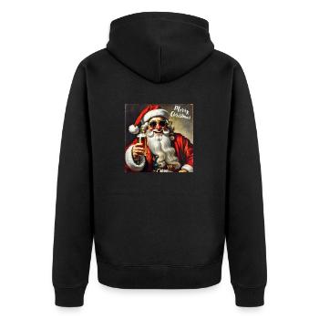 Père Noël avec lunettes de soleil et verre à bière - Veste à capuche bio Premium Unisexe - noir - Dos - Nico (187cm)
