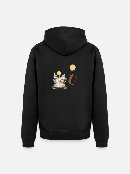 Buchstabe U Safari - Unisex Premium Bio Zip Hoodie - Schwarz