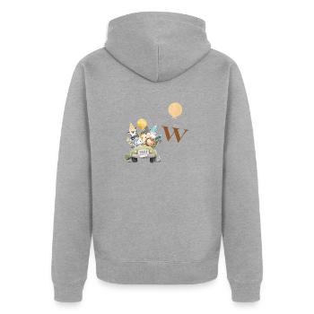 Buchstabe W Safari - Unisex Premium Bio Zip Hoodie - Grau meliert - Hinten - Nico (187cm)