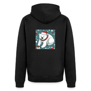 Ours polaire avec bonnet de Père Noël - Veste à capuche bio Premium Unisexe - noir - Dos - Nico (187cm)