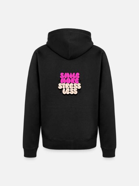 smile more, stress less - Unisex Premium Organic Zip Hoodie - black