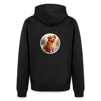 Hund im Schnee - Unisex Premium Bio Zip Hoodie - Schwarz - Hinten - Nico (187cm)