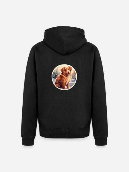 Hund im Schnee - Unisex Premium Bio Zip Hoodie - Schwarz