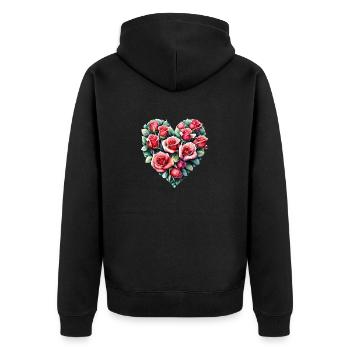 Saint-Valentin, Fête des mères, Amour, Fiançailles, Mariage - Veste à capuche bio Premium Unisexe - noir - Dos - Nico (187cm)