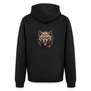 Cool hyena design - Unisex Premium Organic Zip Hoodie - black - Back - Nico (187cm)