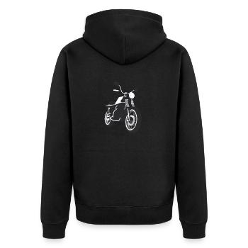 Motorrad Motorcross Motorradfahrer Motorradfan - Unisex Premium Bio Zip Hoodie - Schwarz - Hinten - Nico (187cm)