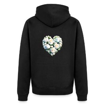 Mariage, Amour, Saint Valentin, Fiançailles, Fête des mères - Veste à capuche bio Premium Unisexe - noir - Dos - Nico (187cm)