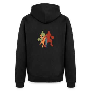 Vintage-Retro-Basketballspieler - Unisex Premium Bio Zip Hoodie - Schwarz - Hinten - Nico (187cm)