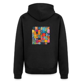Checks in Colorful - Unisex Premium Organic Zip Hoodie - black - Back - Nico (187cm)