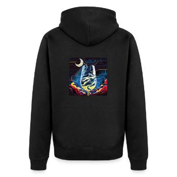 Ein Schluck der Nacht (Artwork Collection) - Unisex Premium Bio Zip Hoodie - Schwarz - Hinten - Nico (187cm)