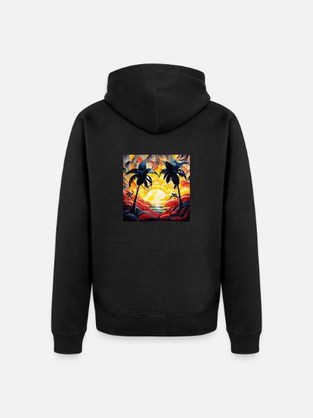 Caribbean Sunset (Artwork Collection) - Unisex Premium Organic Zip Hoodie - black