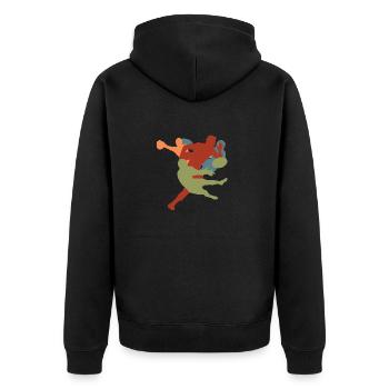 Vintage Retro Rugby Players - Unisex Premium Organic Zip Hoodie - black - Back - Nico (187cm)