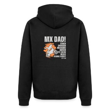 MX Dad! Motocross - Unisex Premium Organic Zip Hoodie - black - Back - Nico (187cm)