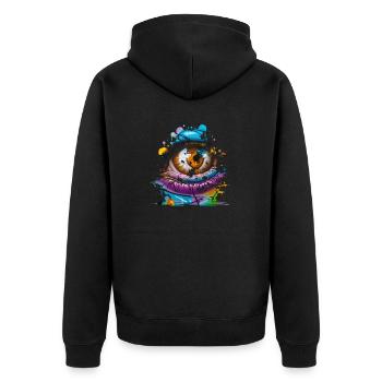 Graffiti Street Art Spray Vintage Stencil Retro - Unisex Premium Organic Zip Hoodie - black - Back - Nico (187cm)