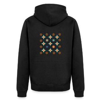 Geometrische Vintage-Retro-Formen - Unisex Premium Bio Zip Hoodie - Schwarz - Hinten - Nico (187cm)