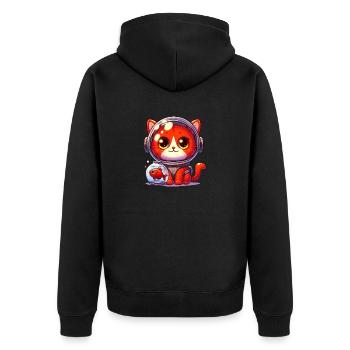 Die Astronauten Katze - Unisex Premium Bio Zip Hoodie - Schwarz - Hinten - Nico (187cm)