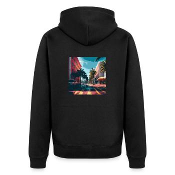 Colorfull Streets in Miami (Miami Collection) - Unisex Premium Organic Zip Hoodie - black - Back - Nico (187cm)