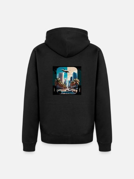 Miami night/day split (Miami Collection) - Unisex Premium Organic Zip Hoodie - black