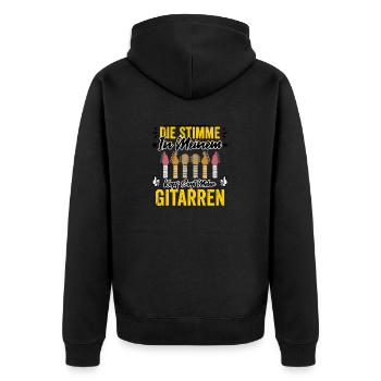 Die Stimme In Meinem Kopf Sagt Mehr Gitarren - Unisex Premium Bio Zip Hoodie - Schwarz - Hinten - Nico (187cm)