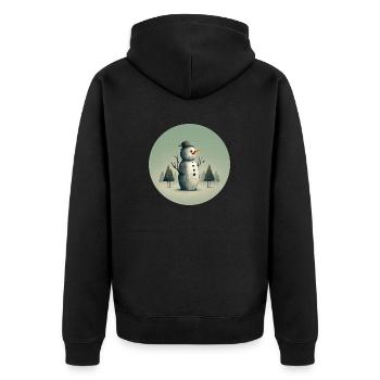 Schneemann - Unisex Premium Bio Zip Hoodie - Schwarz - Hinten - Nico (187cm)
