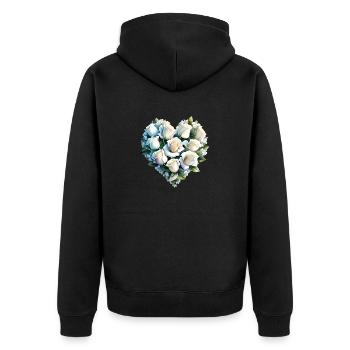 Fiançailles, Saint-Valentin, Amour, Fête des mères, Mariage - Veste à capuche bio Premium Unisexe - noir - Dos - Nico (187cm)