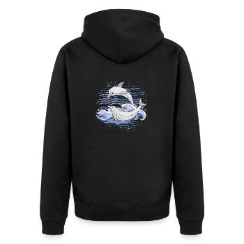 Delphine - Unisex Premium Bio Zip Hoodie - Schwarz - Hinten - Nico (187cm)