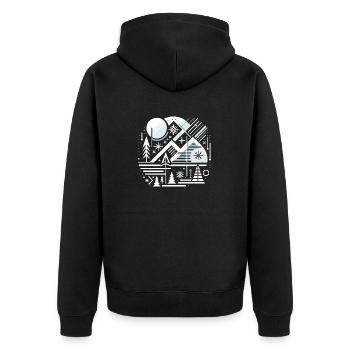 Winterliche Weihnachtslandschaft - Unisex Premium Bio Zip Hoodie - Schwarz - Hinten - Nico (187cm)