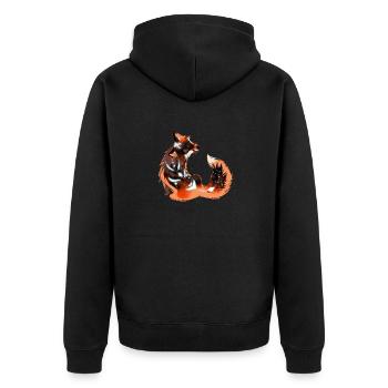 Mystischer Fuchs - Unisex Premium Bio Zip Hoodie - Schwarz - Hinten - Nico (187cm)