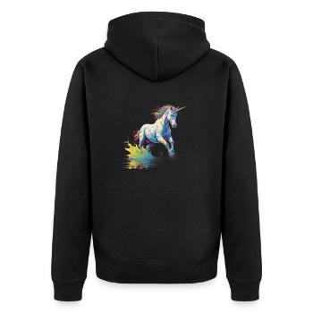 Einhorn in Farbpalette - Unisex Premium Bio Zip Hoodie - Schwarz - Hinten - Nico (187cm)