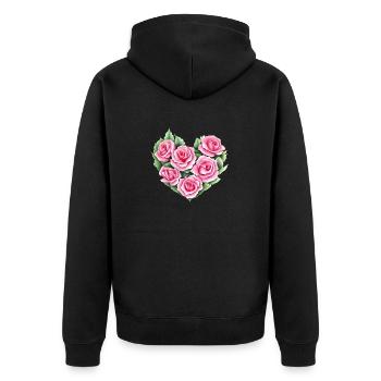 Saint-Valentin, Fête des mères, Mariage, Amour, Fiançailles - Veste à capuche bio Premium Unisexe - noir - Dos - Nico (187cm)